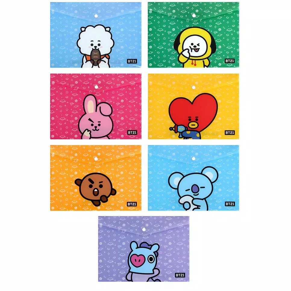 

MAP KARAKTER BT21 A4 File Bag Plastic Portfolio Bag Data Storage Bag Map Dokumen