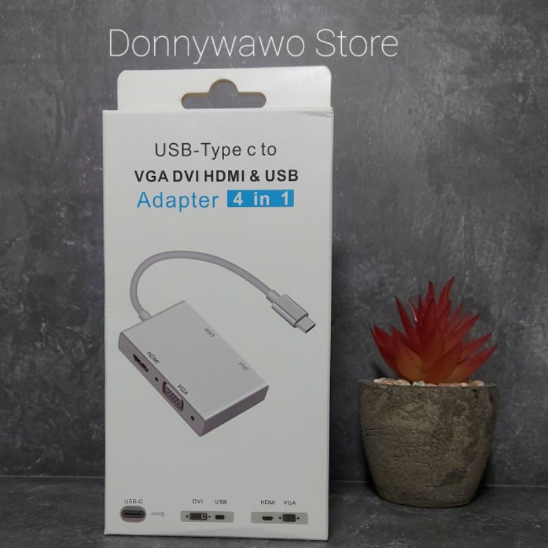 Converter USB Type C to Hdmi Vga Dvi Usb New Macbook Notebook Dell Hp Toshiba Samsung S8 S9 Note 8 9