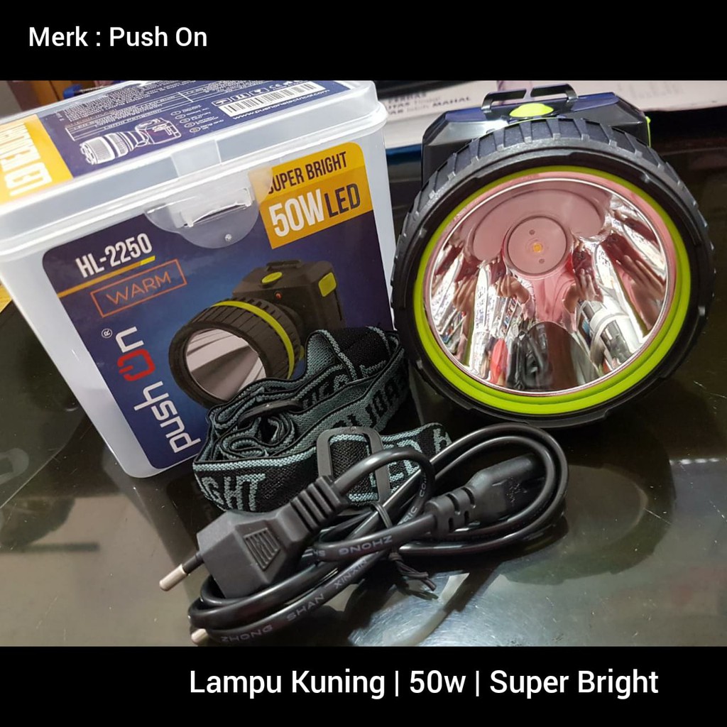 Senter Kepala Push On 50 watt Lampu Kuning 50w Kualitas Terbaik HL-2250 Premium Head Lamp