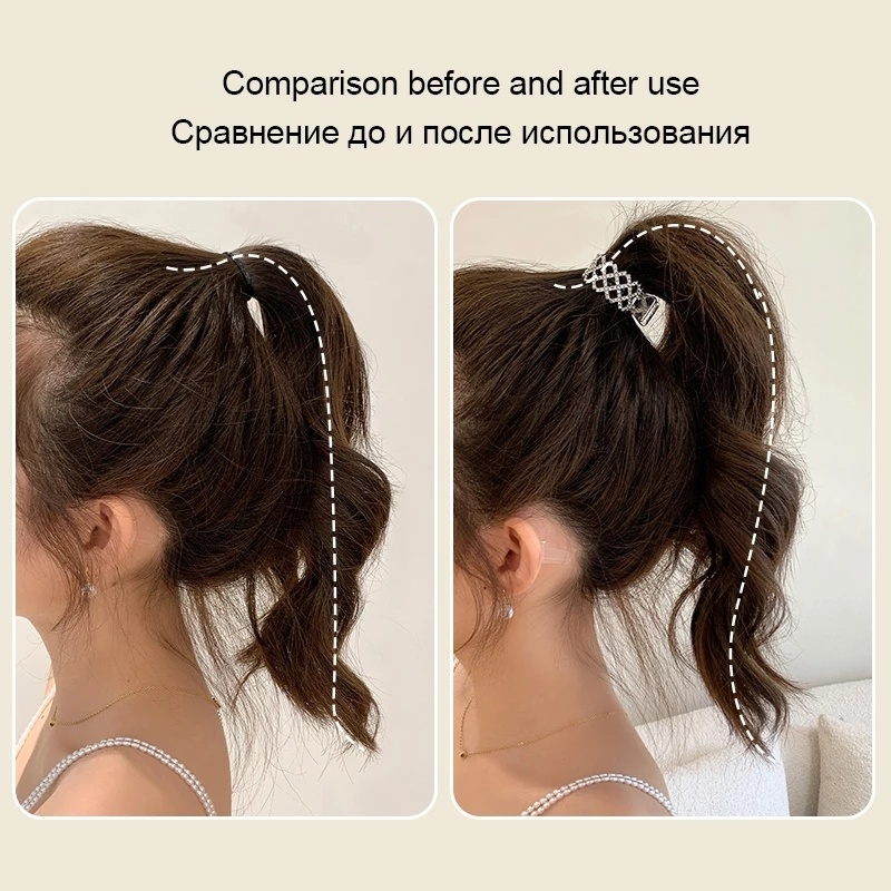 Jepit Rambut Ponytail Bahan Logam Aksen Mutiara Dan Berlian Imitasi Gaya Korea