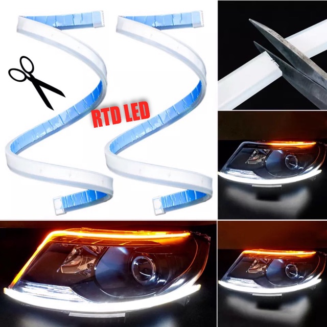 Lampu alis Drl flexibel Slim 45 Cm Waterproof 2 Pcs Sepasang R039