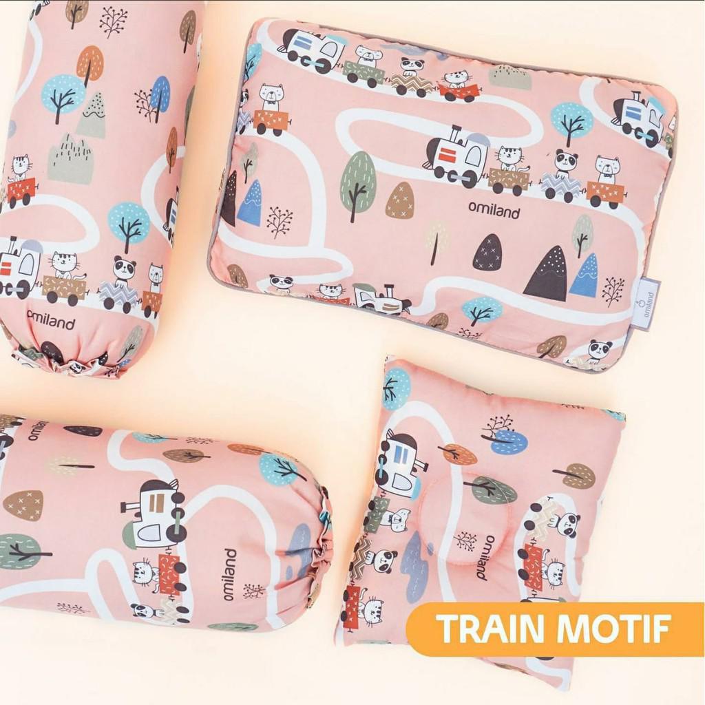 Omiland Bantal Guling Bayi Set Peang Penguin Bear Train Series