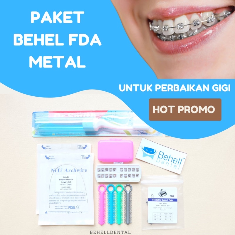 PAKET BEHEL PERMANEN PERBAIKIN GIGI TIPE BRACKET FDA MIM ROTH HIGH QUALITY - Kawat Dental 0.22 Perawatan Gigi Mini Metal - Behelldental