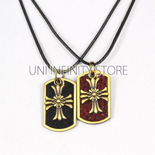 JWNE0066 Kalung Pasangan Couple Salib Pria Wanita Black Brown Cross Couple Necklace