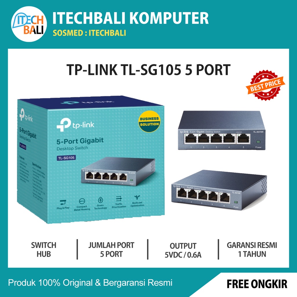 Switch Hub TP-LINK TL-SG105 5Port / TPLINK 5 Port Gigabit