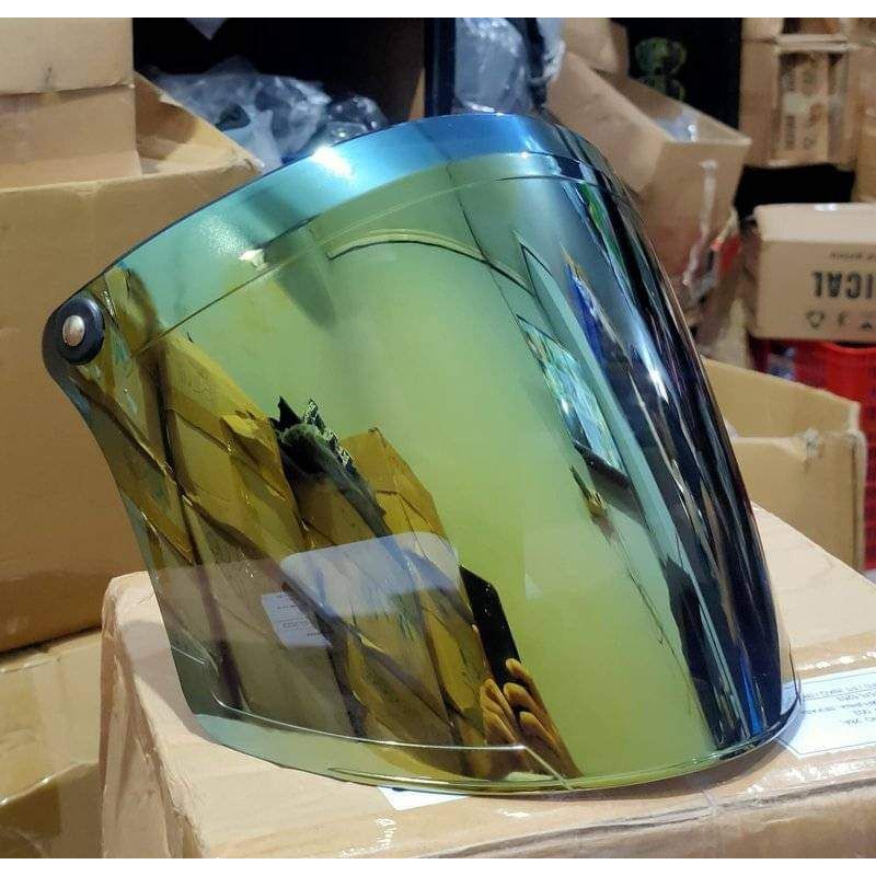 KACA HELM BOGO-RETRO VISOR VENOM IRIDIUM SILVER GOLD UNGU  INJAK ORIGINAL COATING