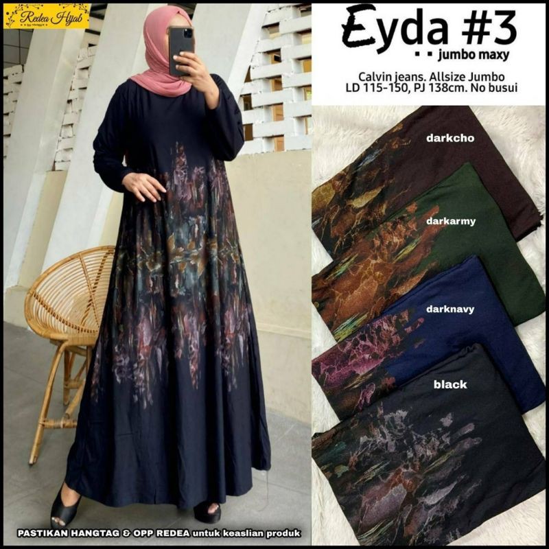 (BISA COD) GAMIS JUMBO EYDA MAXY BY REDEA HIJAB ZAITUN AKASIA AFKA OUTLET ANA HIJAB CHERRY STORE XXL