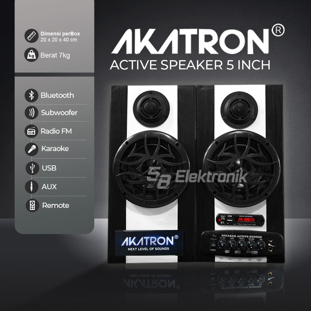 AKATRON 5000 -  5 inchi Speaker aktif subwoofer bluetooth sound dobel karaoke 5inch Bass