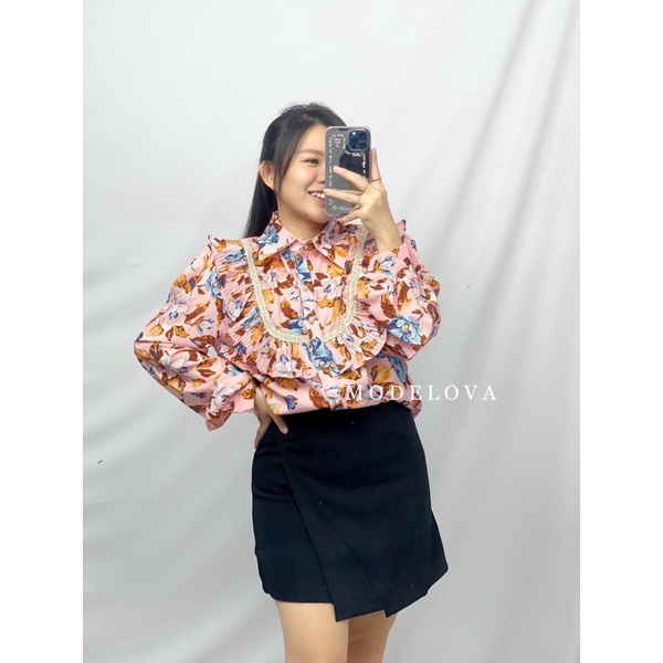 MDLV ~ 5192# Lona Ruffle Shirt Blouse Korea Atasan Blouse Premium Import Fashion Import