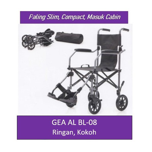 Kursi Roda Traveling GEA ALBL08 Kursi Roda Lipat kursi roda travel Slim masuk cabin pesawat Free Bag