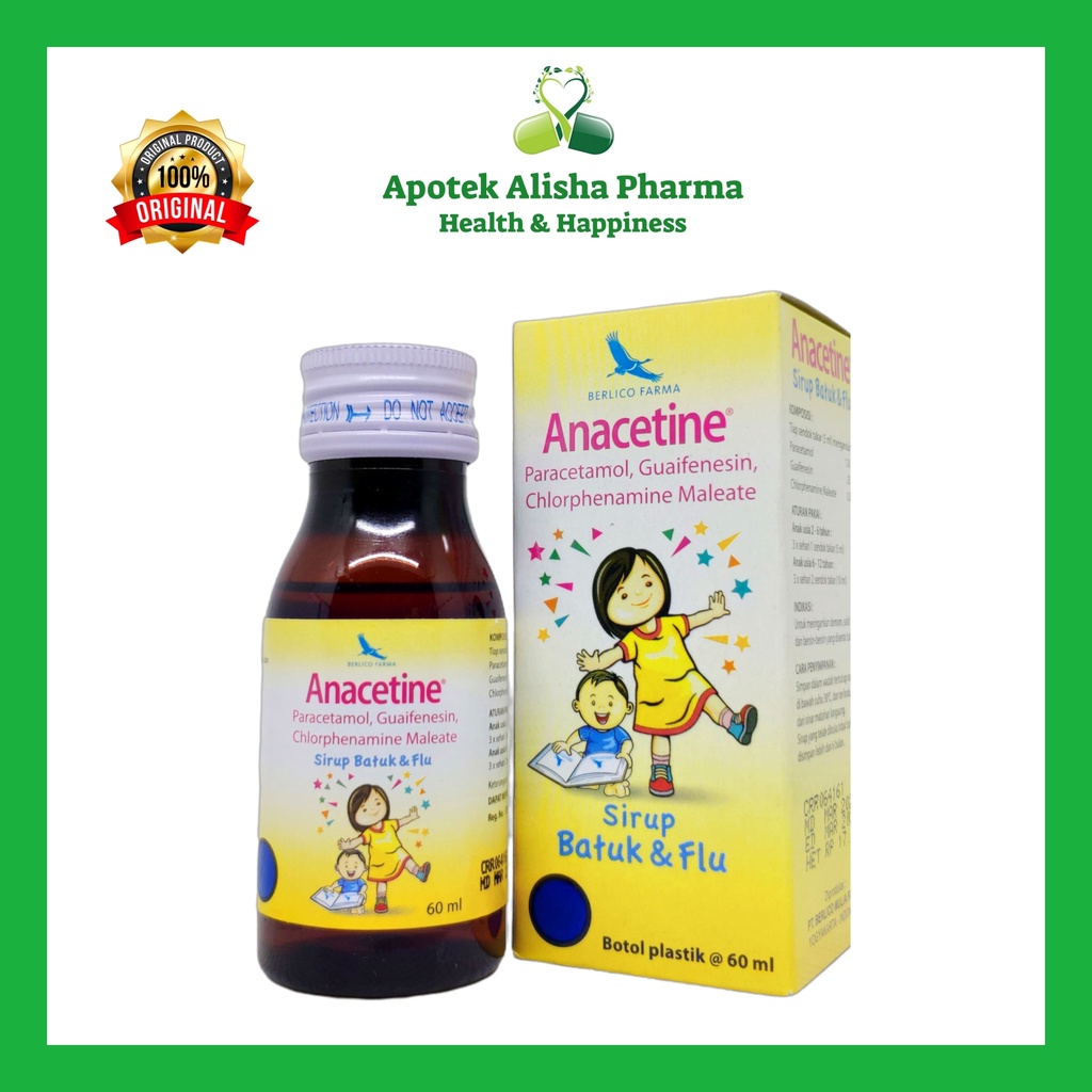 ANACETINE Sirup 60ml - Paracetamol Obat Penurun Panas / Demam Flu / Pilek dan Batuk Anak