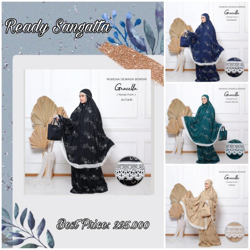 MUKENA DEWASA JUMBO BORDIR GRACELLA RENDA PUTIH