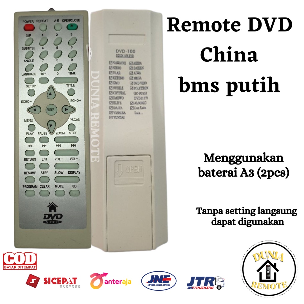 Remot / Remote DVD China BMM HIJAU DAN PUTIH