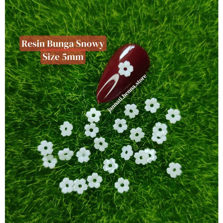 RESIN BUNGA SNOWY RESIN BUNGA NAIL ART AKSESORIS KUKU PALSU PENGANTIN KUKU PALSU WEDDING JANNATI HENNA STORE