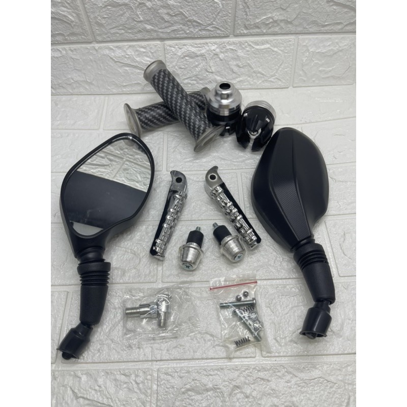 paket Yamaha-Spion Click Polos+Handgrip Karbon+Jalu As Jumbo+Jalu Stang Matic+Footstep Vixion Lokal