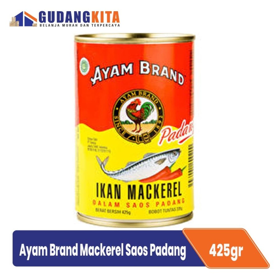 

Mackerel Saus Kaleng Bulat Padang Ayam Brand 425gr