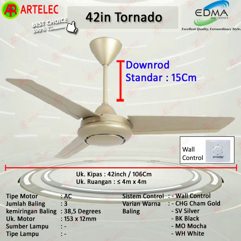 Kipas Angin Gantung MT EDMA 42in TORNADO Kipas Angin Plafon Ceiling Fan MT Edma