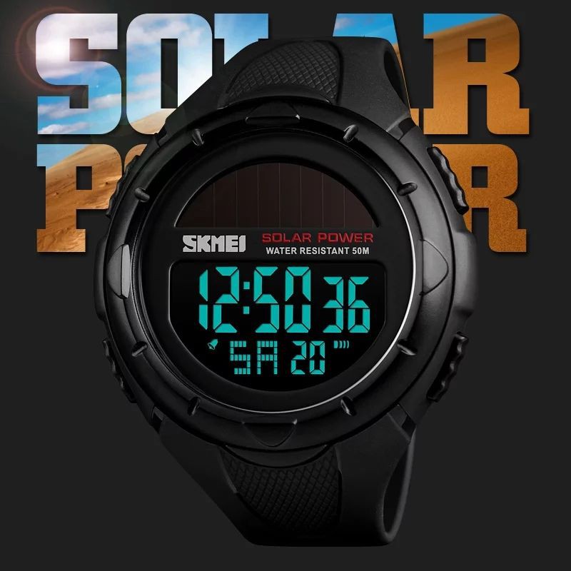 jam tangan pria solar power skmei 1405 original impor karet kasual jam tangan digital tenaga matahar