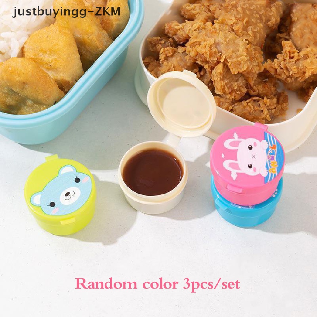 3 Pcs Kotak Wadah Saus Mini Portabel Motif Kartun Untuk Makan Siang Anak