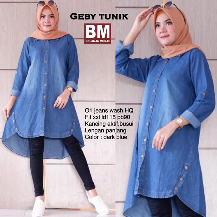 PROMO DISCOUNT BAJU ATASAN WANITA KULIAH  stok masih sis klik beli segera kirim - gaby tunik jeans