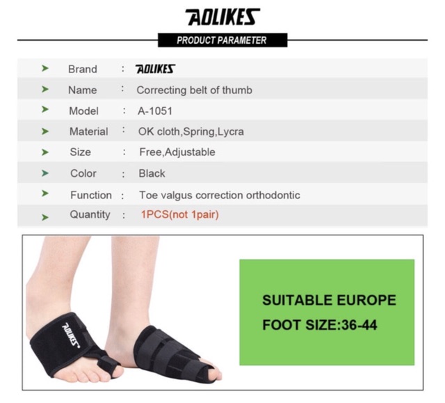 1051 AOLIKES TOE CORRECTION JARI KAKI KNEE THUMB LEG SUPPORT POSTURE