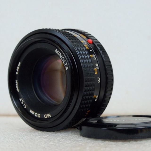 Lensa Vintage Minolta MD 50mm f1.7 klasik indah terawat.