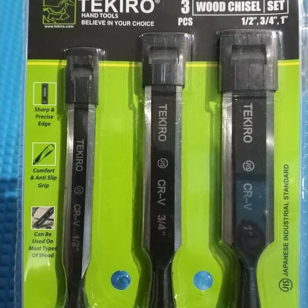 Tekiro WOOD CHISEL SET 3 PCS - 1/2 ,3/4, 1 Inch - TEKIRO PAHAT KAYU SET 3 PC GT-WC1747