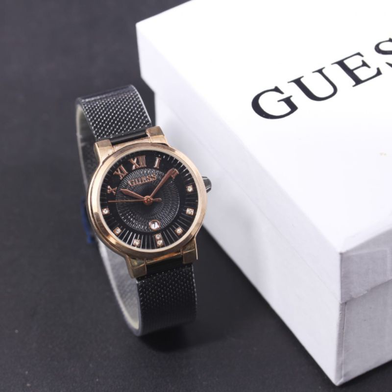 (E)JAM TANGAN WANITA GUESS NEW COLLECTION FASHION WANITA TALI RANTAI PASIR STEINLESS PREMIUM FREE BO