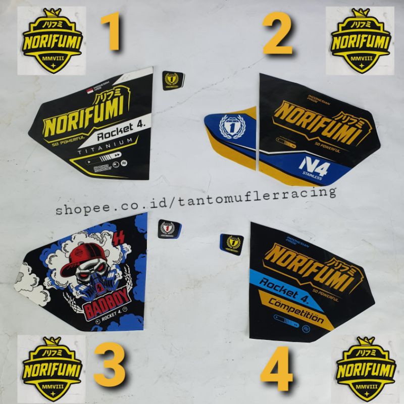 STIKER KNALPOT NORIFUMI AWET BAHAN VYNIL TAHAN PANAS TAHAN AIR NORIFUMI KOMPETISI TITANIUM N4 BADBOY