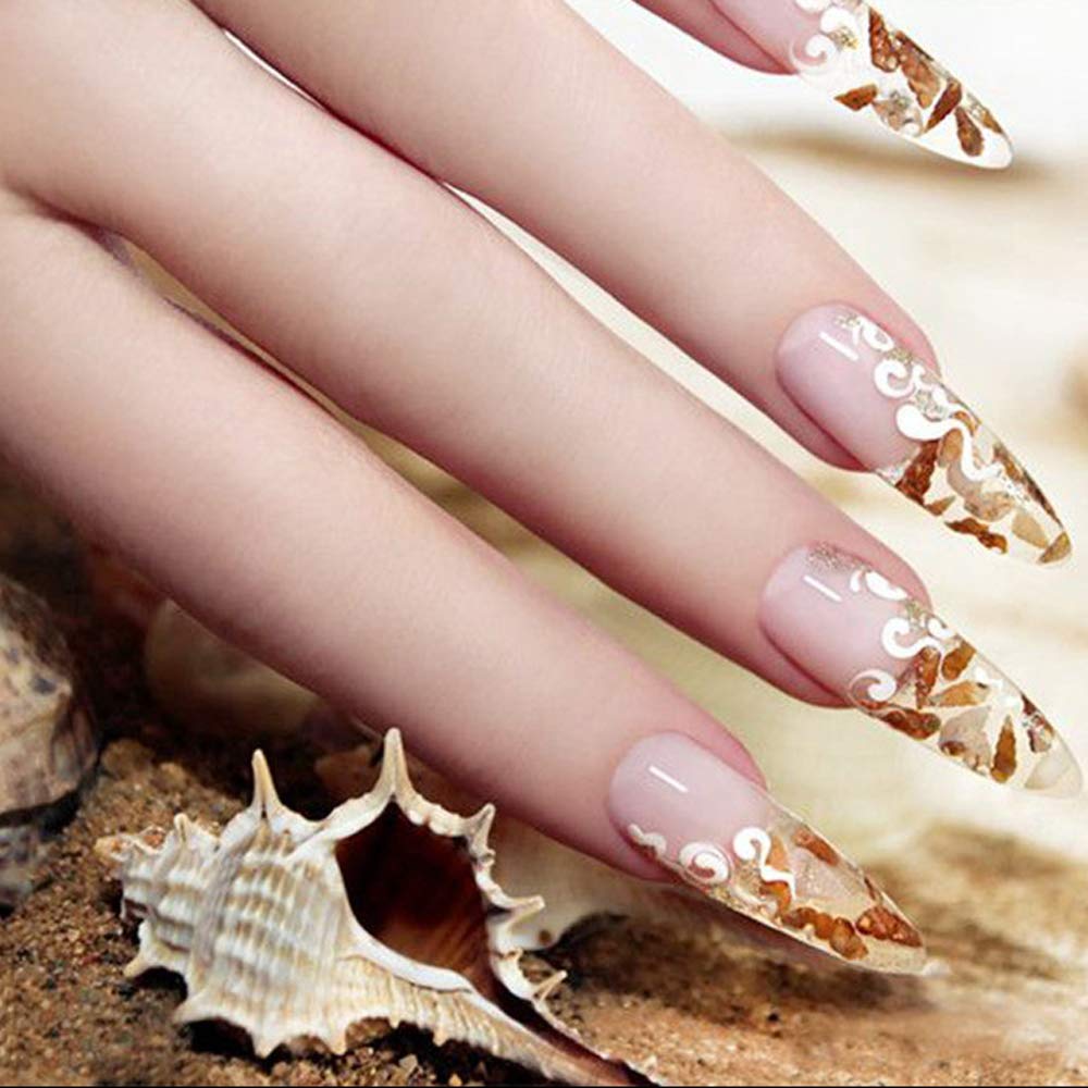 MXBEAUTY Transparent DIY Nail Art Tips Acrylic Coffin Fake Nails Ballerina False Nails Press on Nails for Nails Extension 100Pcs Natural Full Cover Manicure Accessories