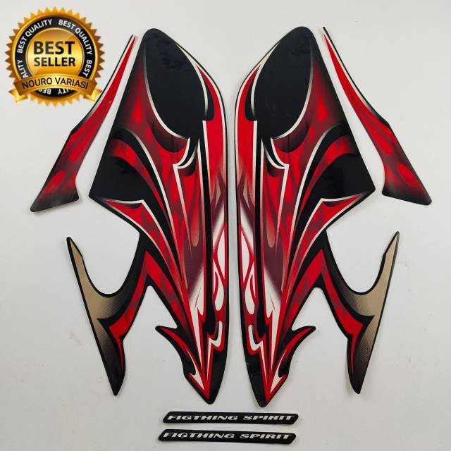 striping yamaha RX king  tahun 2006 merah full set stiker les body kualitas terbaik ter murah