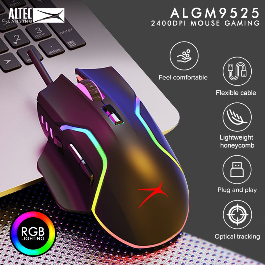 Mouse Gaming ALTEC LANSING ALGM-9525 Wired 2400DPI - ALTEC ALGM9525