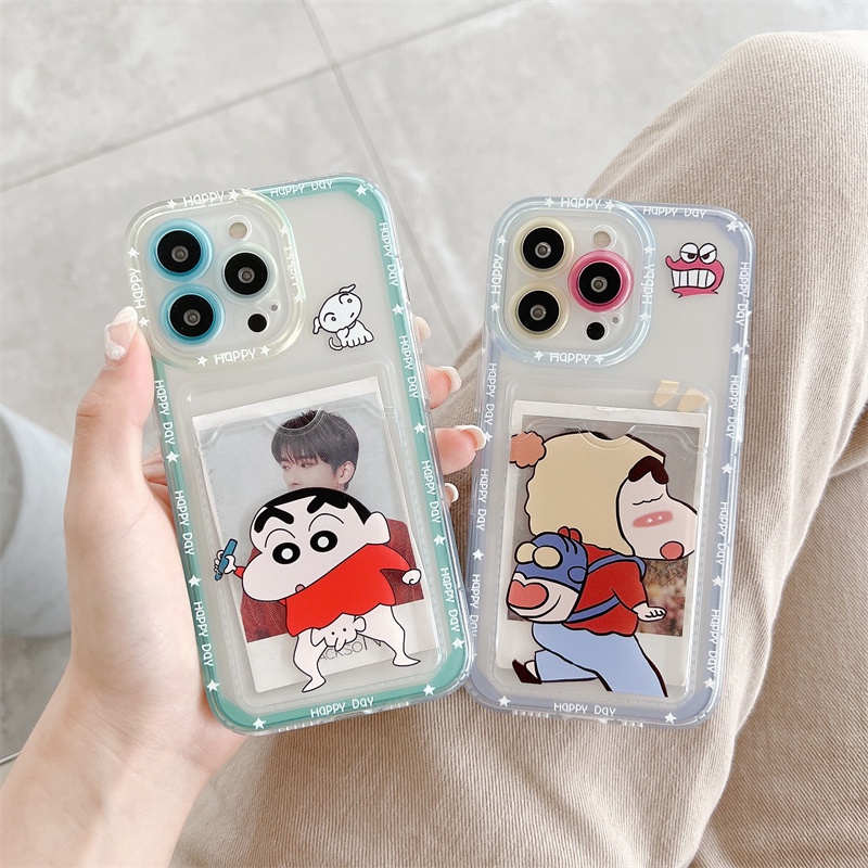 Soft Case Pelindung Lensa Transparan Desain Crayon Shinchan Untuk iPhone 12 13 Pro MAX 11 X XR XS MAX 7 8 Plus