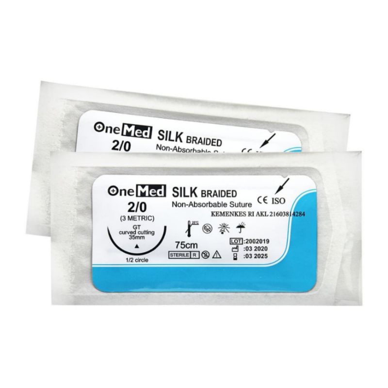 Benang silk suture hecting curved