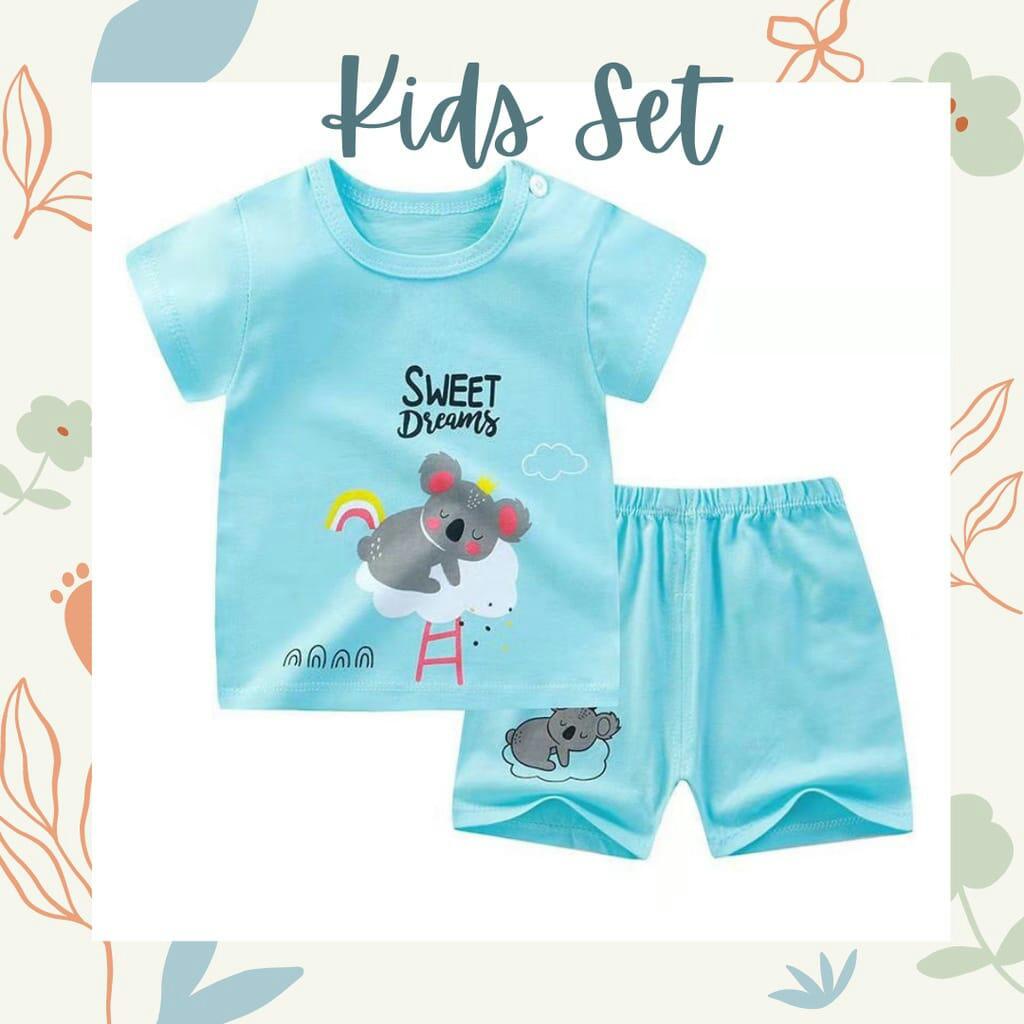 BEFAST - ZTL OOTD Setelan Anak KIRANA / Set Anak Sweet Dreams / Setelan Anak-Anak Perempuan / Set Atasan Kaos Lengan Penek+Celana Pendek / Onset Motif / Setelan Casual Anak / Keluaran Terbaru / Oneset Anak Perempuan Santai