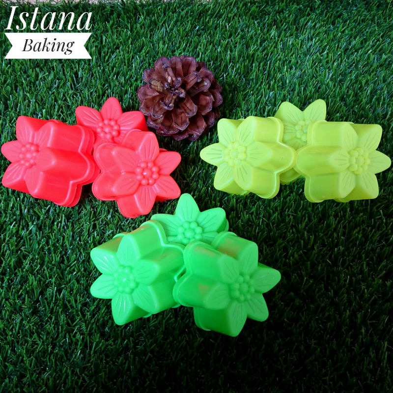 12Pcs Cetakan Kue Bolu Puding Agar Jelly Motif Bunga Tulip Tapak Dara