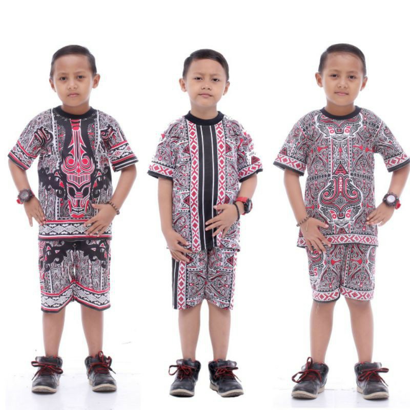 [COD]Baju Anak Laki Laki Stelan Kaos Anak Cowok Motif Batik Etnik Terbaru Murah M L XL 1-7THN