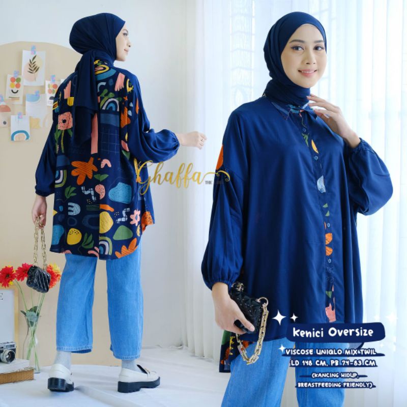 KENICI OVERSIZE BY GHAFFA THE LABEL (BLOUSE MOTIF)/ Blouse muslimah