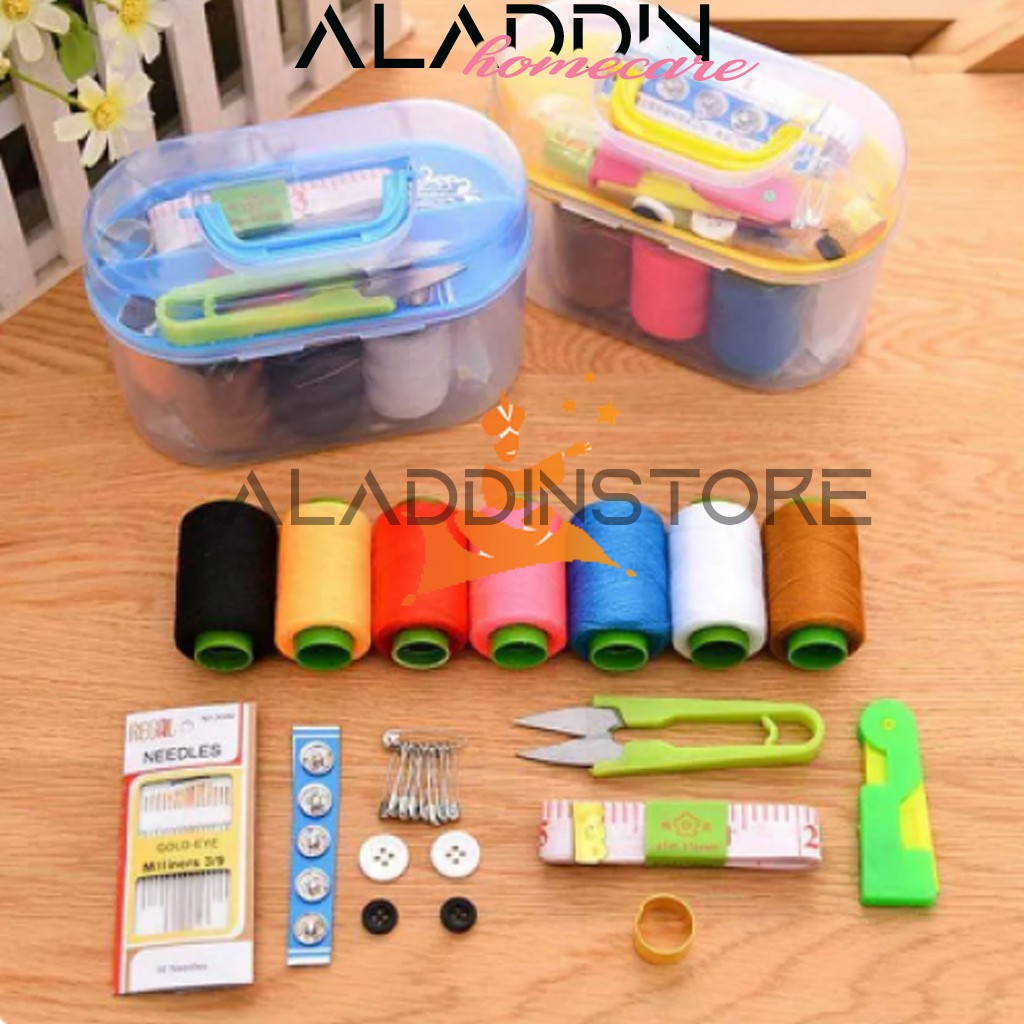 ALAT JAHIT SET MINI BOX SEWING TOOLKIT BENANG JARUM GUNTING PENITI METERAN LENGKAP MURAH BAGUS