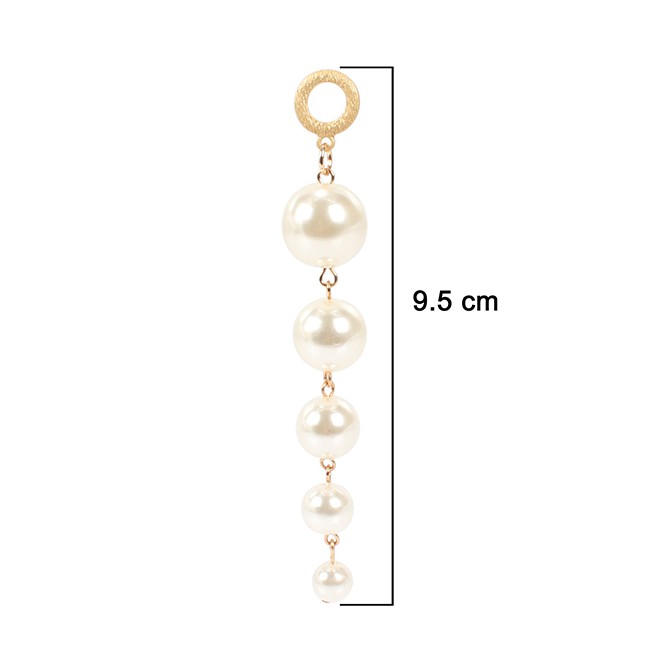 LRC Anting Tusuk Fashion Gold Color Pearl Decorated Tassel Earrings