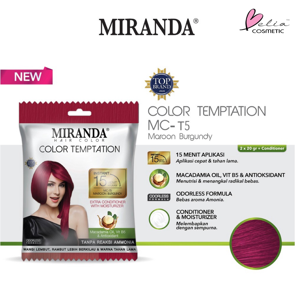 ❤ BELIA ❤ MIRANDA Hair Color Temptation 20ml BPOM | Cat Pewarna Rambut Sachet Instan 15 Menit Colour Cepat