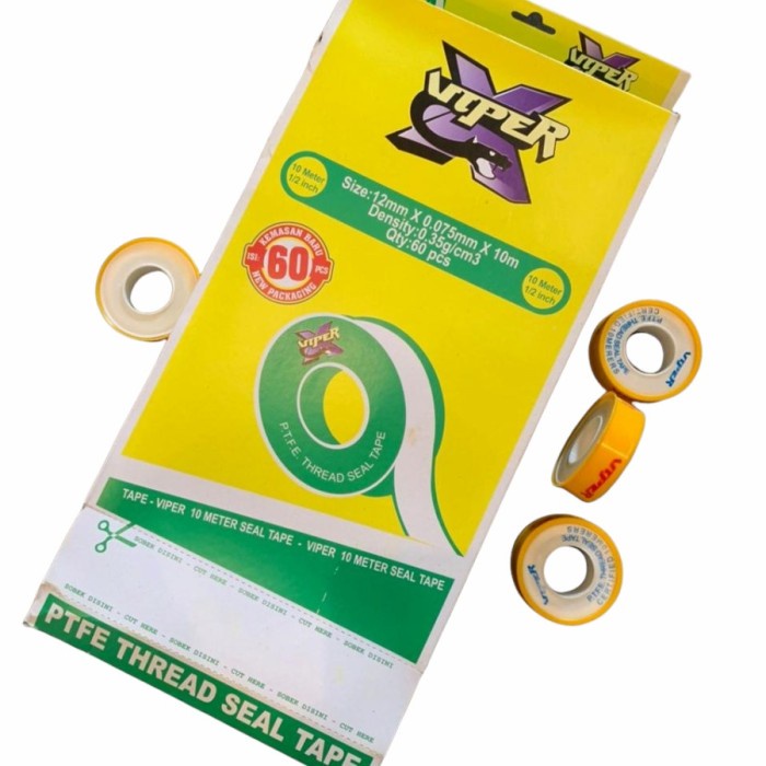 

Viper Sealtape 10 meter / Isolasi Selotip Pipa Keran 1/2 inch P.T..F.E