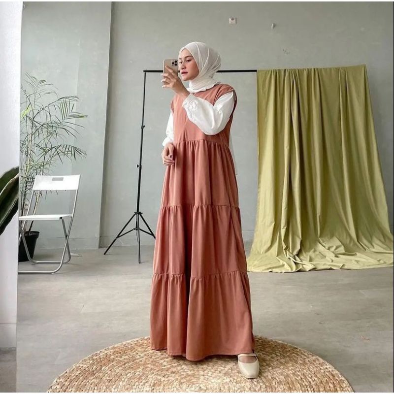 INER DRESS TANPA LENGAN SUSSUN/ INER DRESS PANJANG/ INAP MAXY