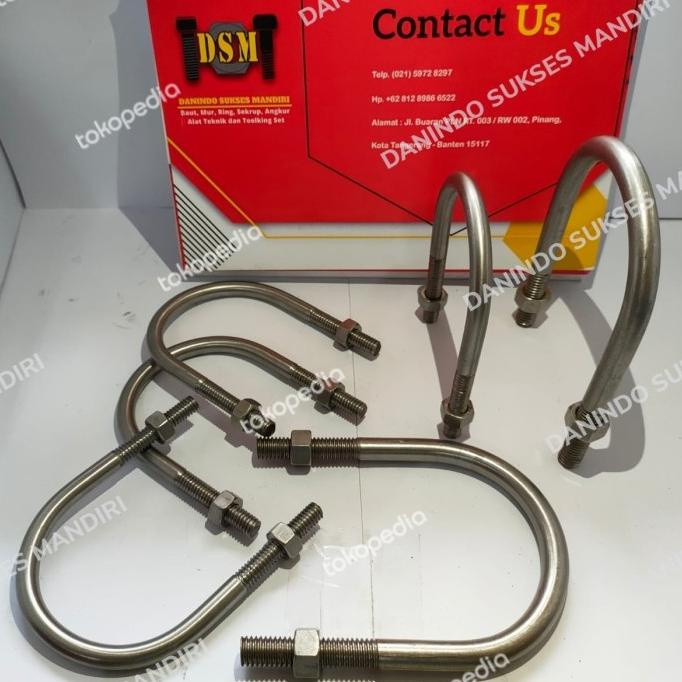 Ss 304 / M10 U Bolt 3/8X3" / Klem U 3 Inch Stainless