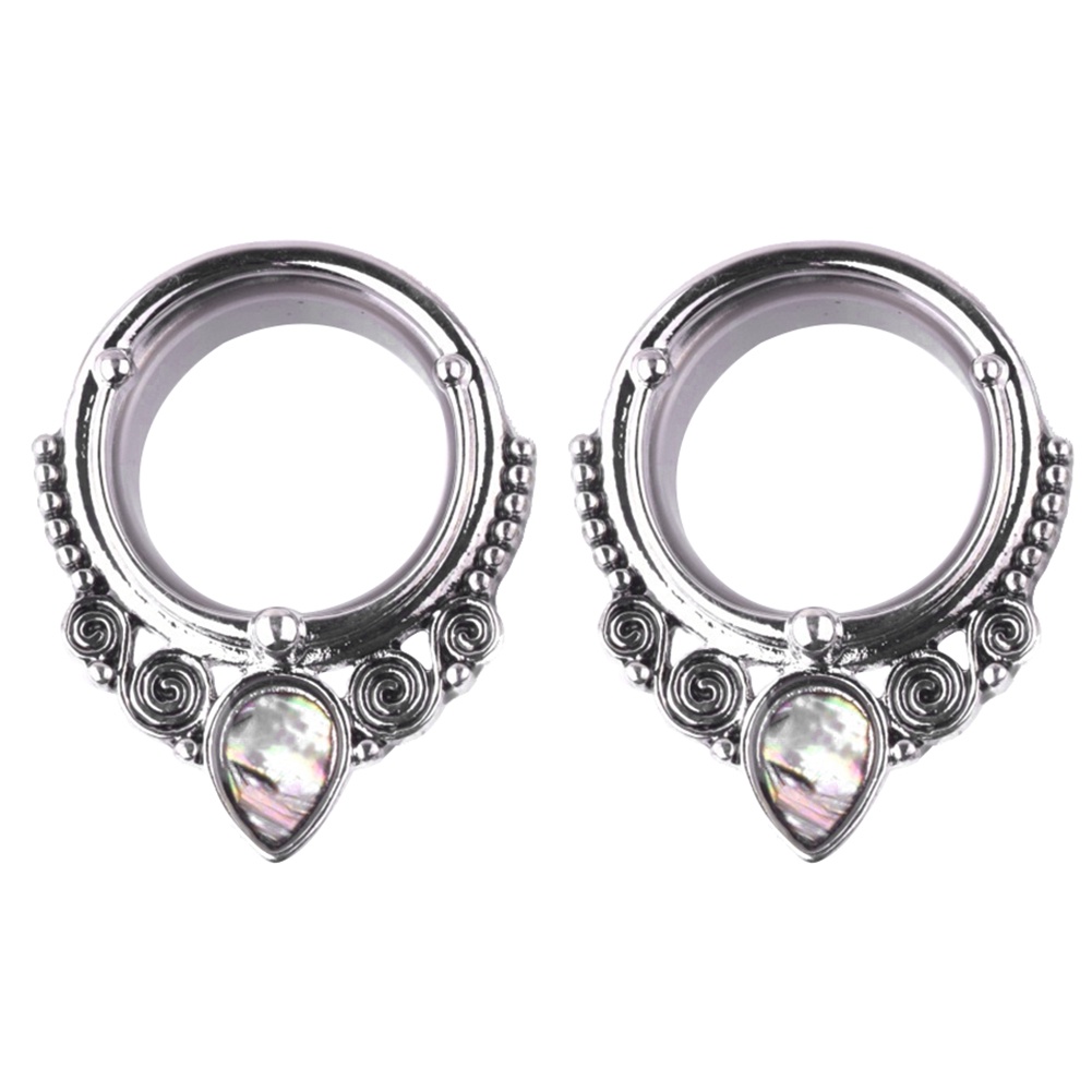 Hu Hu Hu Hu Hu Alat Bantu Pasang Kacamata♡ 1pc Anting Tindik Tunnel Kulit Kerang Abalone Bentuk Tetesan Air Untuk Wanita