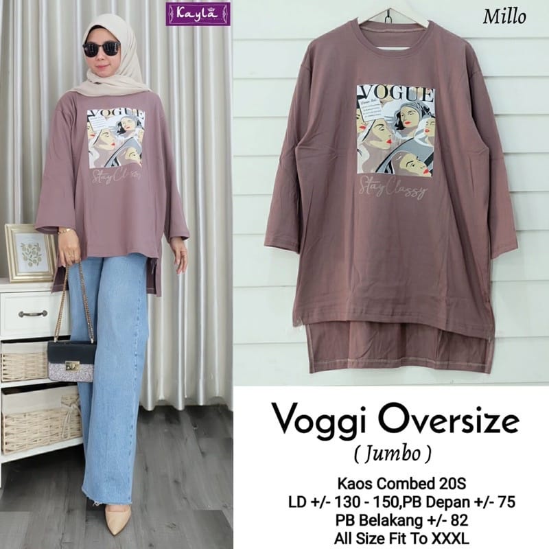 Atasan Wanita Terbaru Voggi Blouse Wanita Oversize Baju Cewek Kekinian Kaos Remaja Perempuan Matt Combed 20s