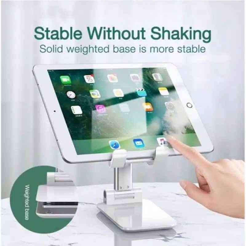 Holder Hp folding desktop phone stand tablet ipad stand holder HP - Putih- Holder Handpone PerlengkapanRumah