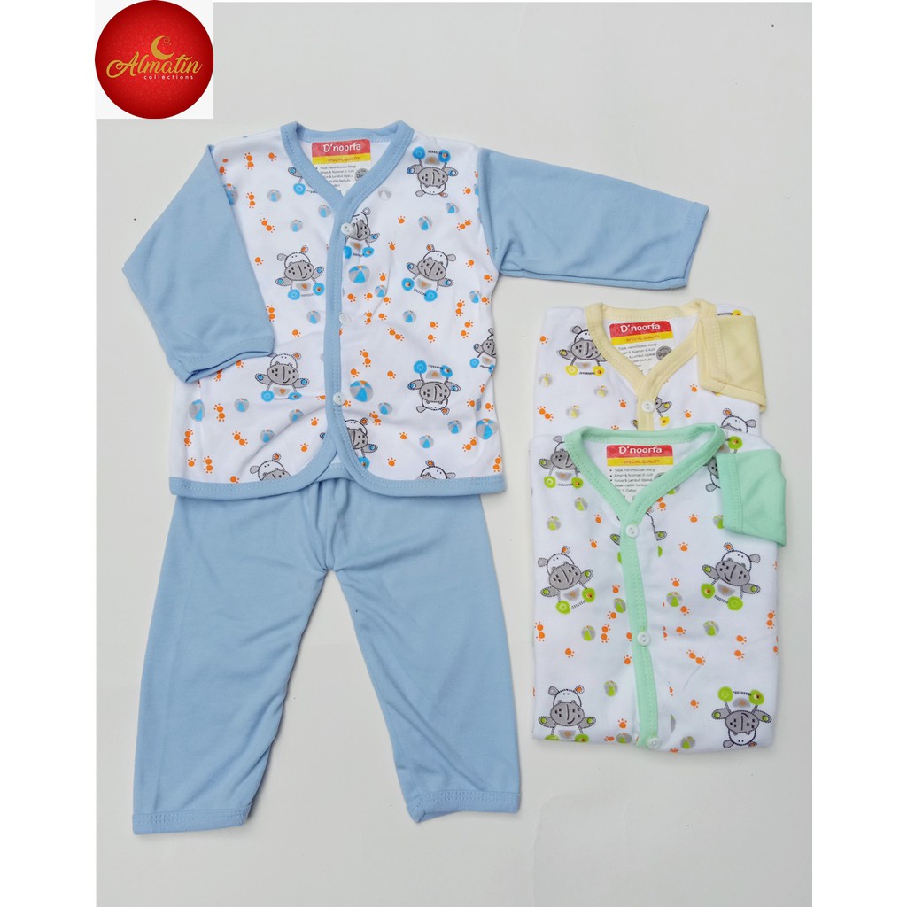 Setelan Baju Tidur Bayi&amp;Anak / 3 Stel Baju Bayi Lengan Panjang / Baju Bayi Kancing Depan Dapat 3Stel