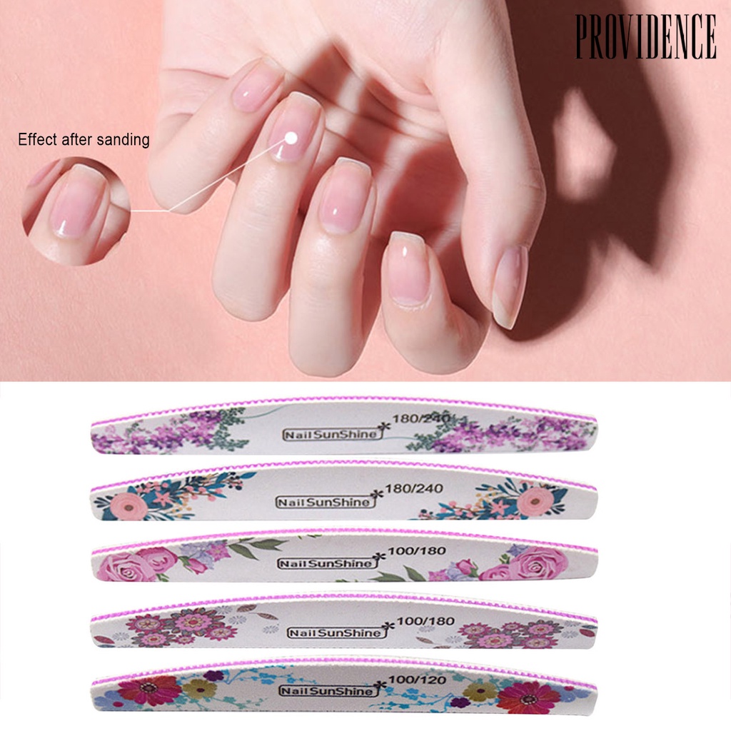 Providence 10Pcs Nail File Wide Application DIY PS Floral Half Moon Emery Board for Female