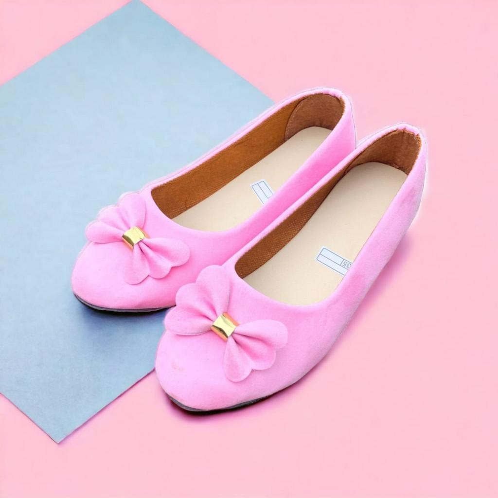 Sepatu Anak  Sekolah Flatshoes Wanita Pita Mutiara